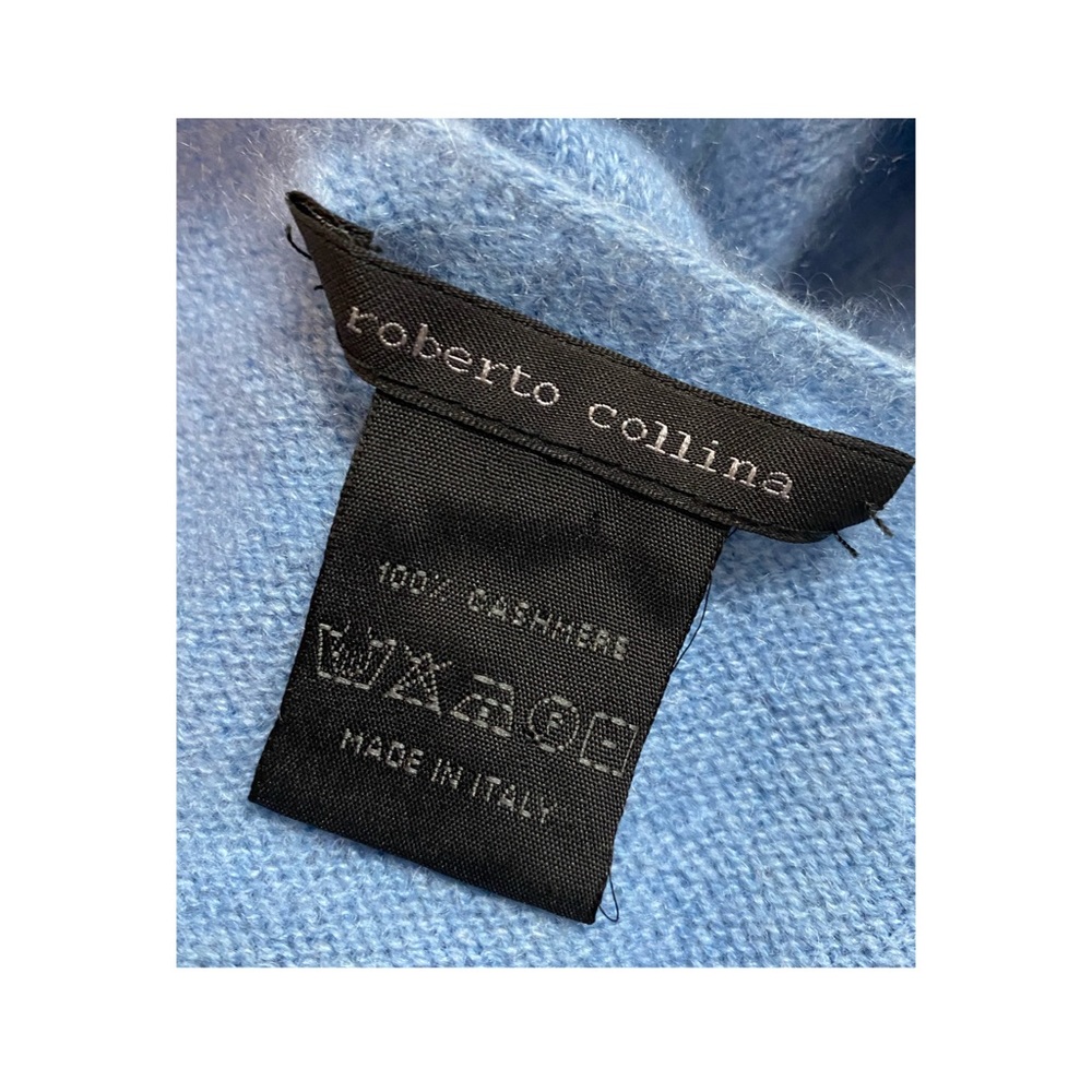 ROBERTO COLLINA 100% Cashmere Tank Top Sky Blue Size Small Made In Italy - Picture 4 of 9